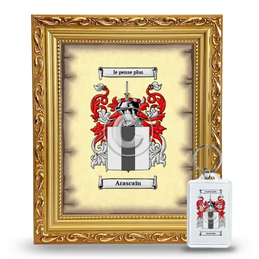 Arascain Framed Coat of Arms and Keychain - Gold