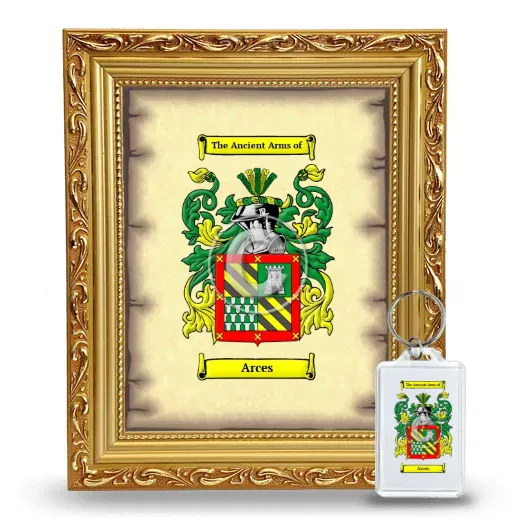 Arces Framed Coat of Arms and Keychain - Gold