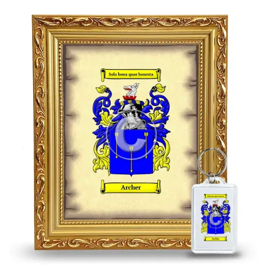 Archer Framed Coat of Arms and Keychain - Gold