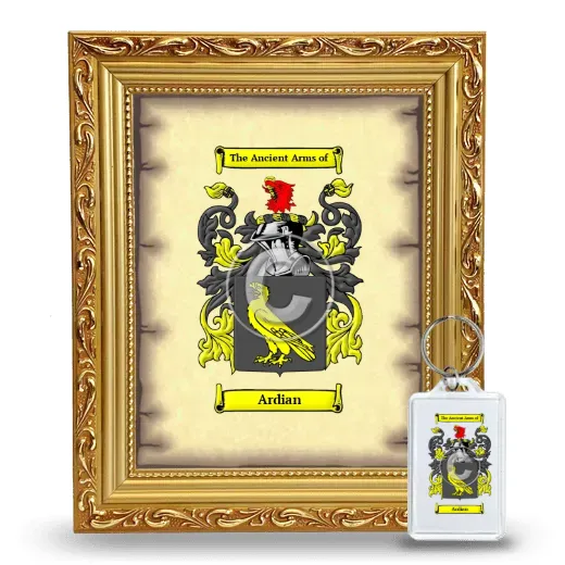 Ardian Framed Coat of Arms and Keychain - Gold