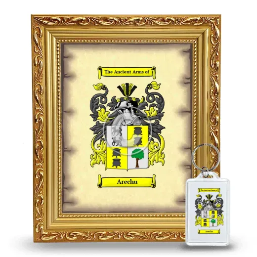 Arechu Framed Coat of Arms and Keychain - Gold