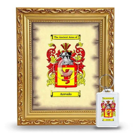 Arevalo Framed Coat of Arms and Keychain - Gold