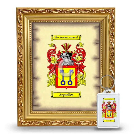 Arguelles Framed Coat of Arms and Keychain - Gold