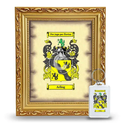Arling Framed Coat of Arms and Keychain - Gold