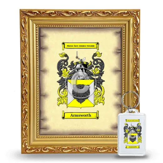 Armsworth Framed Coat of Arms and Keychain - Gold