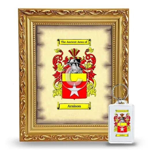 Arnison Framed Coat of Arms and Keychain - Gold