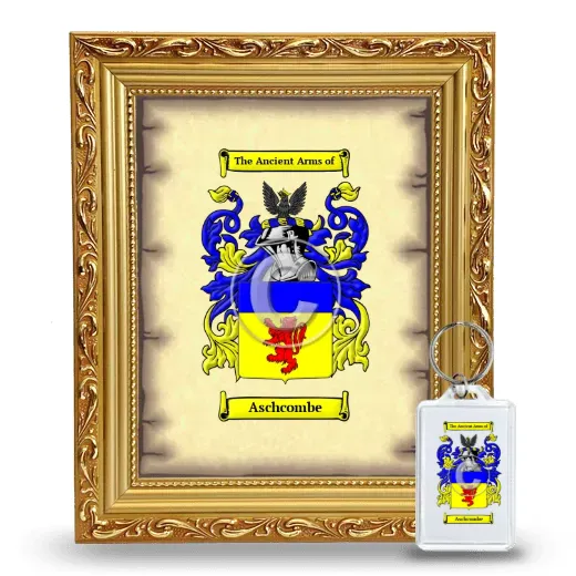 Aschcombe Framed Coat of Arms and Keychain - Gold