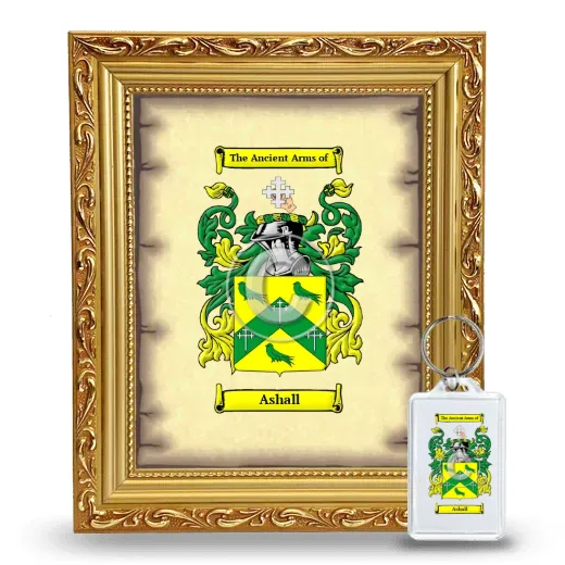 Ashall Framed Coat of Arms and Keychain - Gold