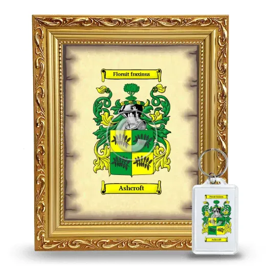 Ashcroft Framed Coat of Arms and Keychain - Gold