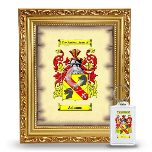Ashman Framed Coat of Arms and Keychain - Gold