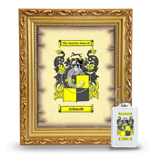 Ashmole Framed Coat of Arms and Keychain - Gold