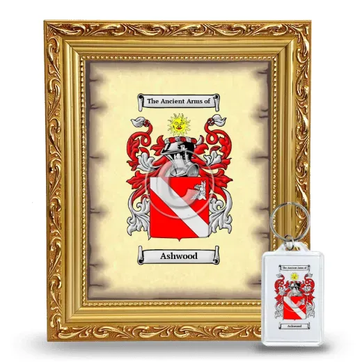 Ashwood Framed Coat of Arms and Keychain - Gold