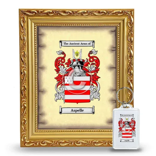 Aspelle Framed Coat of Arms and Keychain - Gold