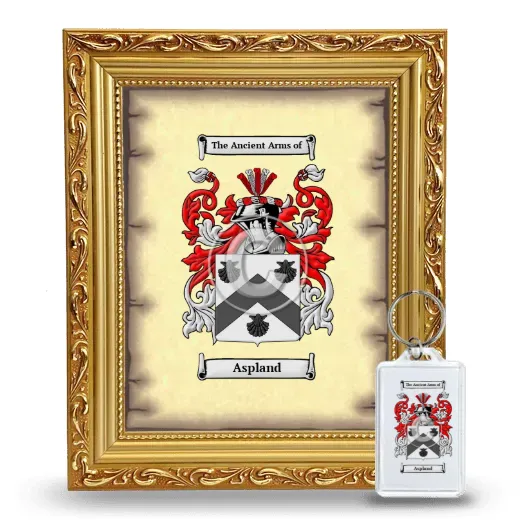 Aspland Framed Coat of Arms and Keychain - Gold
