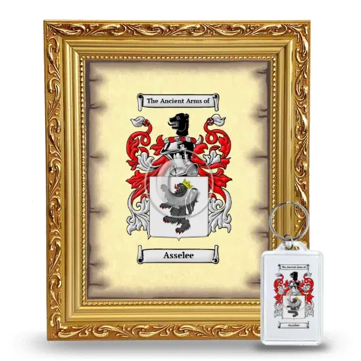 Asselee Framed Coat of Arms and Keychain - Gold