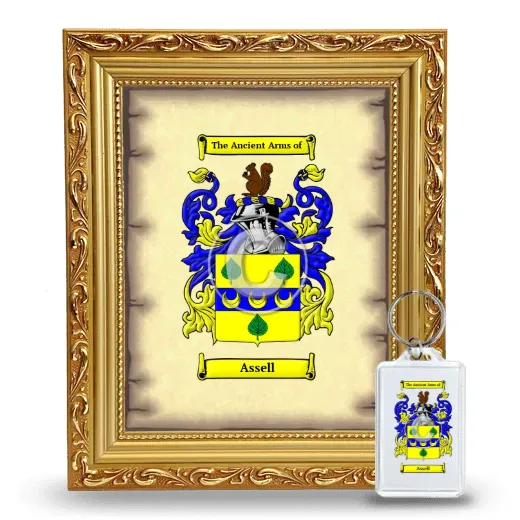 Assell Framed Coat of Arms and Keychain - Gold