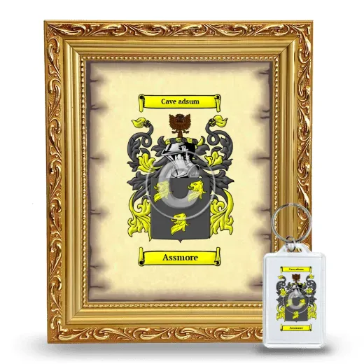 Assmore Framed Coat of Arms and Keychain - Gold