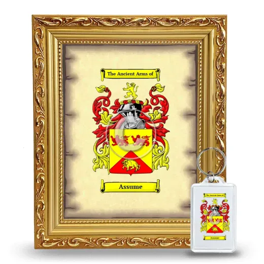 Assume Framed Coat of Arms and Keychain - Gold