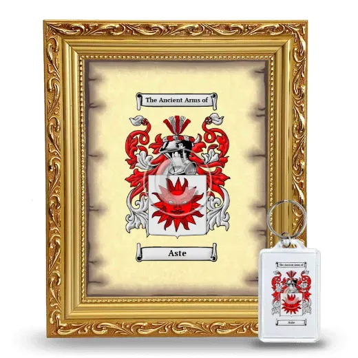 Aste Framed Coat of Arms and Keychain - Gold