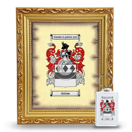 Aston Framed Coat of Arms and Keychain - Gold