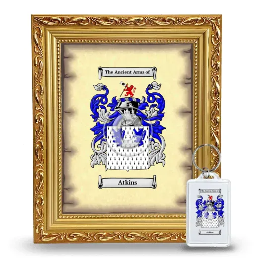 Atkins Framed Coat of Arms and Keychain - Gold