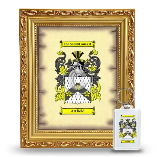 Attfield Framed Coat of Arms and Keychain - Gold