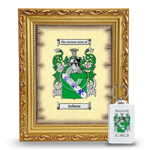 Aubane Framed Coat of Arms and Keychain - Gold