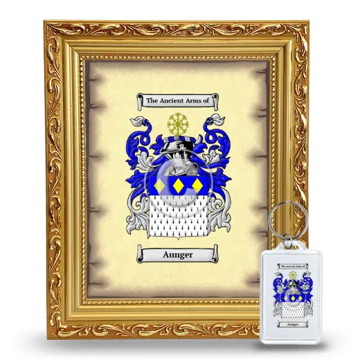 Aunger Framed Coat of Arms and Keychain - Gold