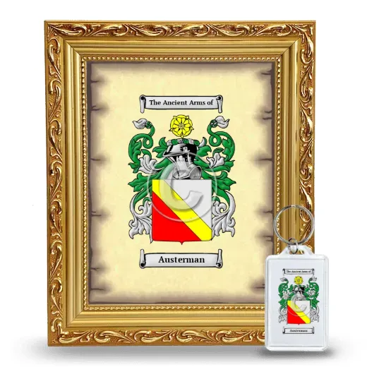 Austerman Framed Coat of Arms and Keychain - Gold
