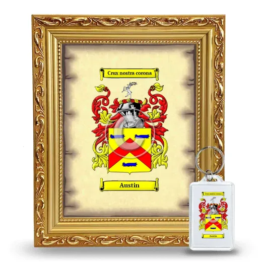 Austin Framed Coat of Arms and Keychain - Gold