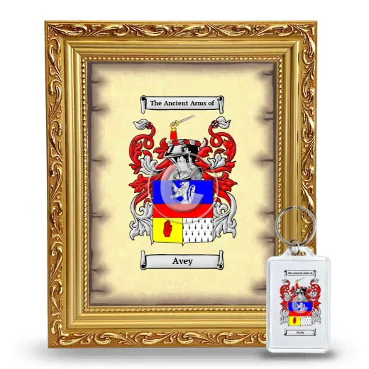 Avey Framed Coat of Arms and Keychain - Gold