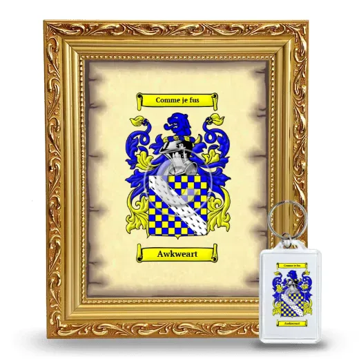 Awkweart Framed Coat of Arms and Keychain - Gold
