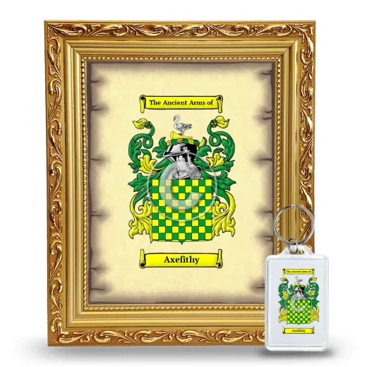 Axefithy Framed Coat of Arms and Keychain - Gold