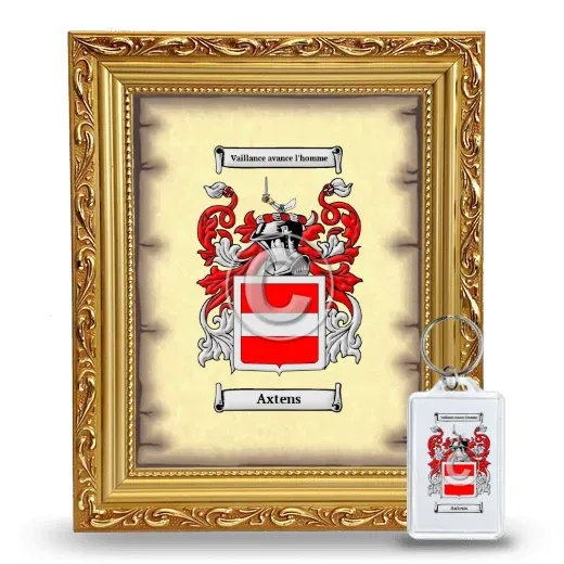Axtens Framed Coat of Arms and Keychain - Gold