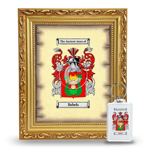 Babels Framed Coat of Arms and Keychain - Gold