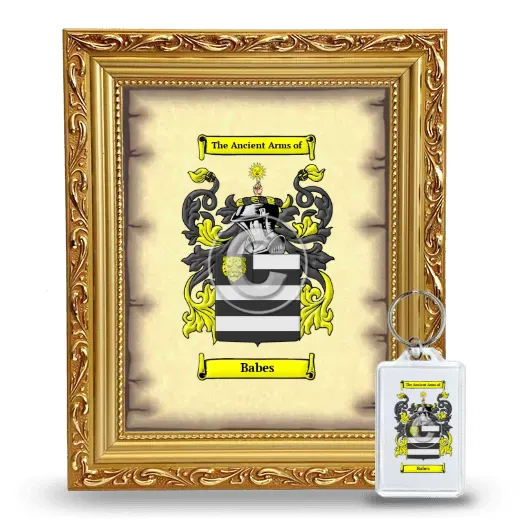 Babes Framed Coat of Arms and Keychain - Gold