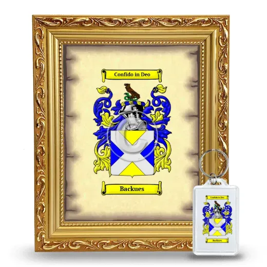 Backues Framed Coat of Arms and Keychain - Gold