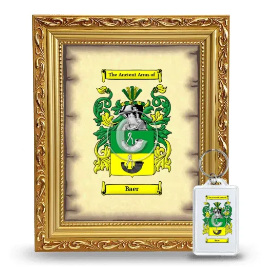 Baer Framed Coat of Arms and Keychain - Gold