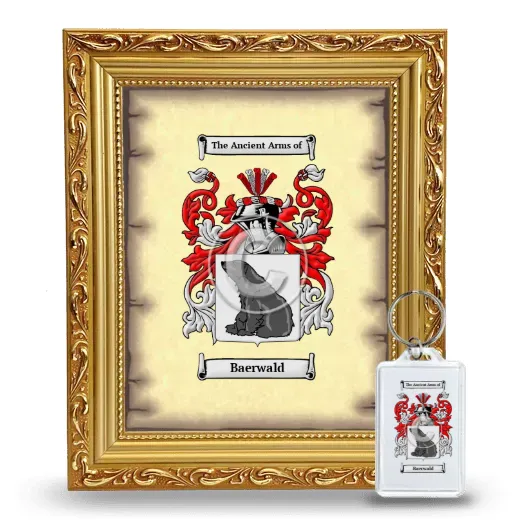 Baerwald Framed Coat of Arms and Keychain - Gold