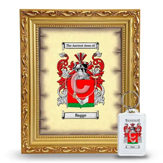 Bagge Framed Coat of Arms and Keychain - Gold
