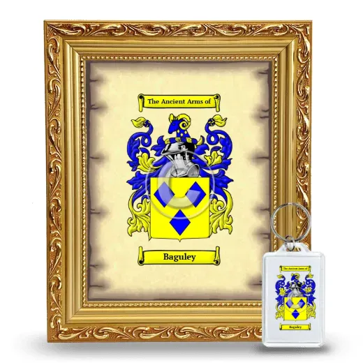 Baguley Framed Coat of Arms and Keychain - Gold