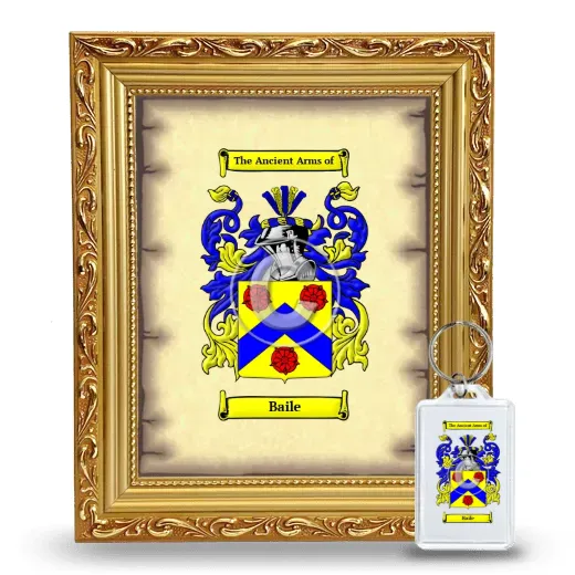 Baile Framed Coat of Arms and Keychain - Gold