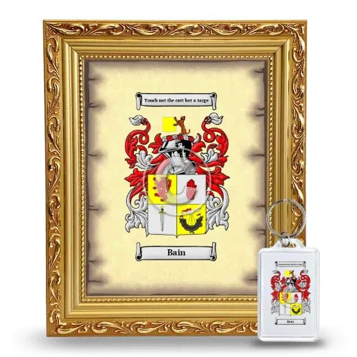 Bain Framed Coat of Arms and Keychain - Gold