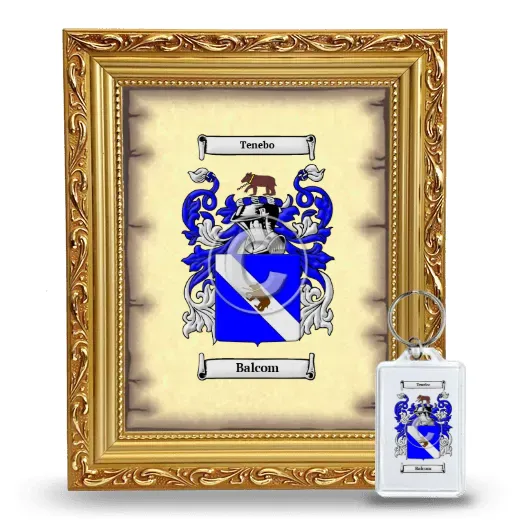 Balcom Framed Coat of Arms and Keychain - Gold