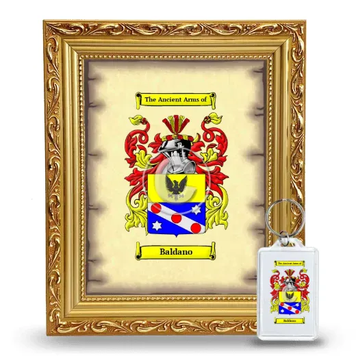 Baldano Framed Coat of Arms and Keychain - Gold