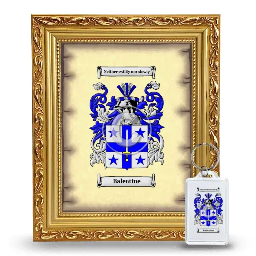 Balentine Framed Coat of Arms and Keychain - Gold