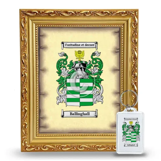 Ballinghall Framed Coat of Arms and Keychain - Gold