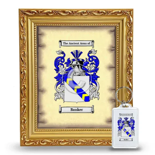 Banker Framed Coat of Arms and Keychain - Gold