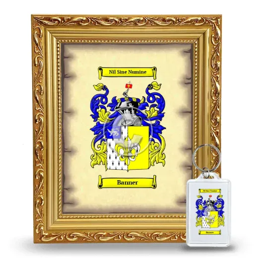 Banner Framed Coat of Arms and Keychain - Gold