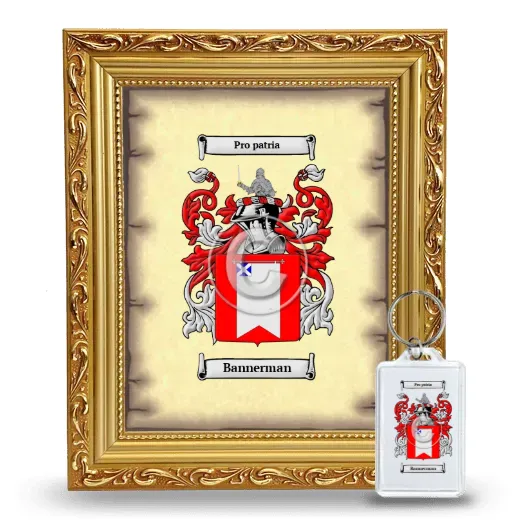 Bannerman Framed Coat of Arms and Keychain - Gold